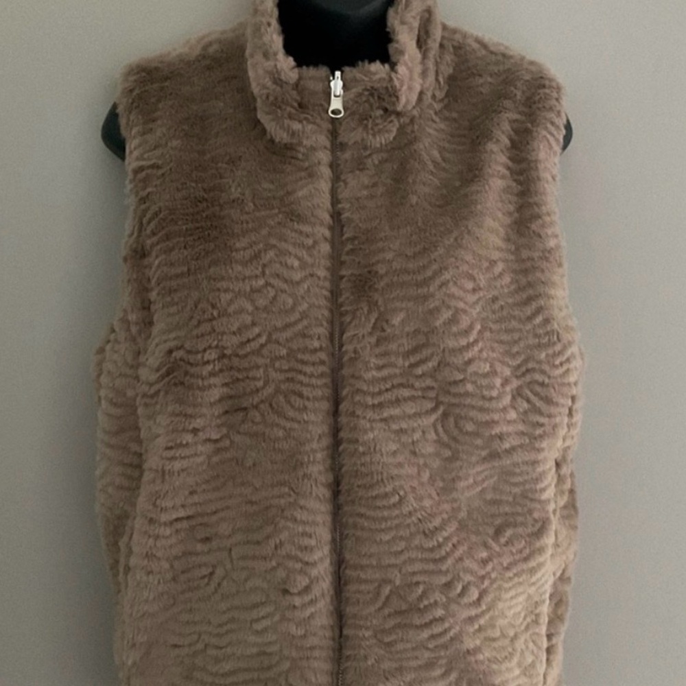 Fever Tan Faux Fur Vest.